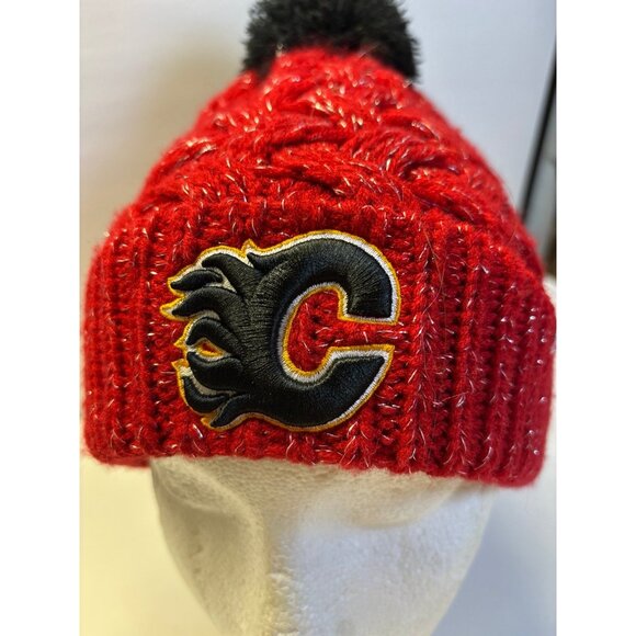 Calgary Flames (47) Winter Beanie with‎ Pom Pom (tuke) - Picture 3 of 8